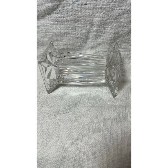 Vtg PartyLite Quad Prism Square Crystal Pedestal Pillar Vase Candle Holder 7" - Picture 3 of 4